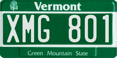 VT license plate XMG801