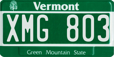 VT license plate XMG803