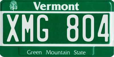 VT license plate XMG804