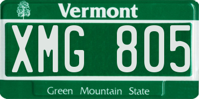 VT license plate XMG805