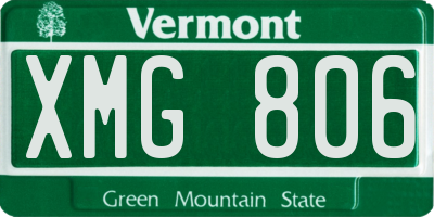 VT license plate XMG806