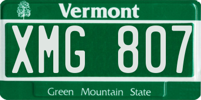 VT license plate XMG807