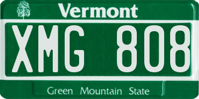 VT license plate XMG808