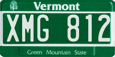 VT license plate XMG812