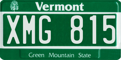 VT license plate XMG815