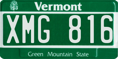 VT license plate XMG816