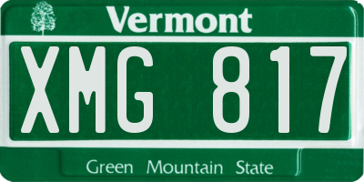 VT license plate XMG817