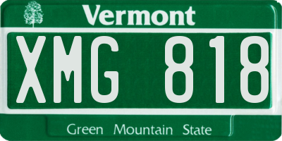 VT license plate XMG818