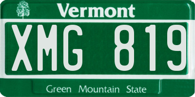 VT license plate XMG819