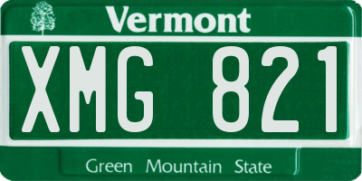 VT license plate XMG821