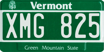 VT license plate XMG825