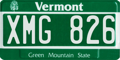 VT license plate XMG826