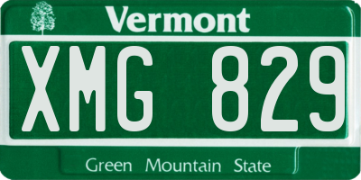 VT license plate XMG829