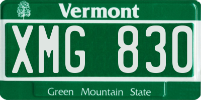 VT license plate XMG830