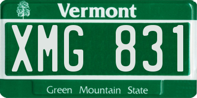 VT license plate XMG831