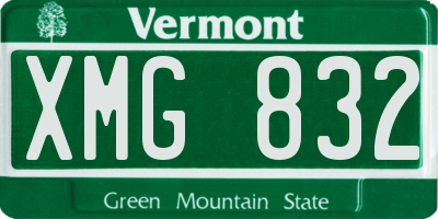 VT license plate XMG832