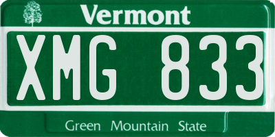 VT license plate XMG833