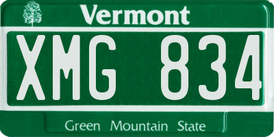 VT license plate XMG834