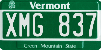 VT license plate XMG837