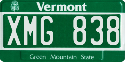 VT license plate XMG838