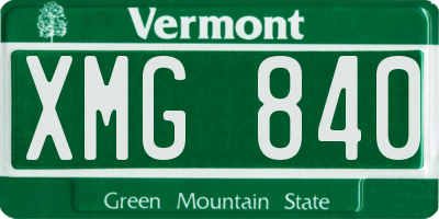VT license plate XMG840