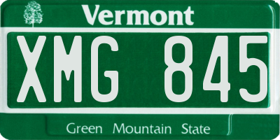 VT license plate XMG845