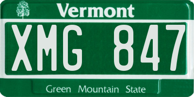 VT license plate XMG847