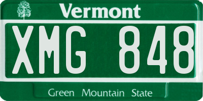 VT license plate XMG848