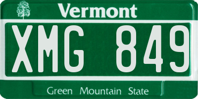 VT license plate XMG849