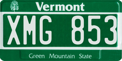 VT license plate XMG853