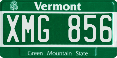VT license plate XMG856