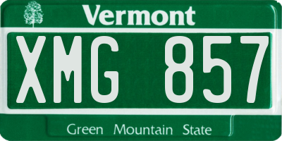 VT license plate XMG857