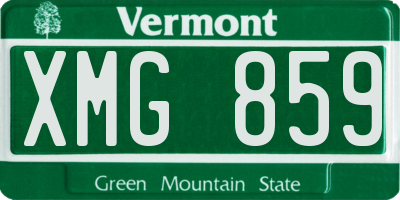 VT license plate XMG859