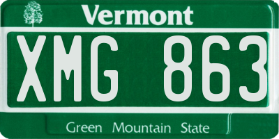 VT license plate XMG863