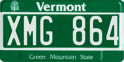 VT license plate XMG864