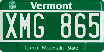 VT license plate XMG865