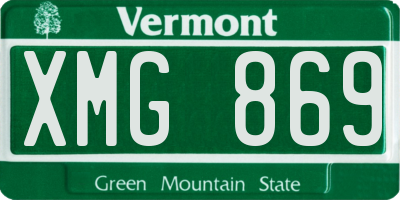 VT license plate XMG869