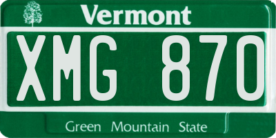 VT license plate XMG870