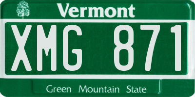 VT license plate XMG871