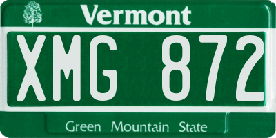 VT license plate XMG872