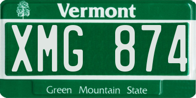 VT license plate XMG874