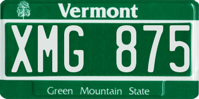 VT license plate XMG875