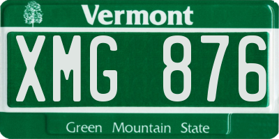 VT license plate XMG876