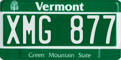 VT license plate XMG877