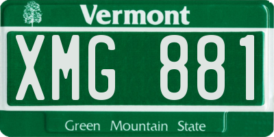 VT license plate XMG881
