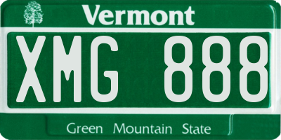 VT license plate XMG888
