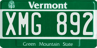 VT license plate XMG892