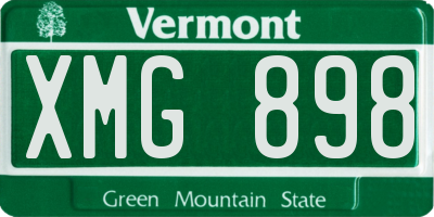 VT license plate XMG898