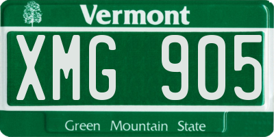VT license plate XMG905