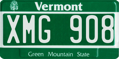 VT license plate XMG908